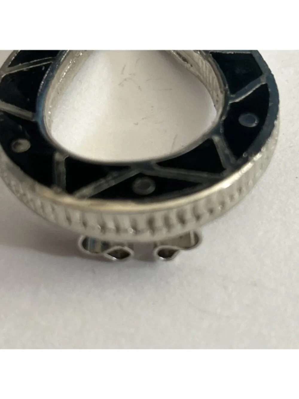 Horseshoe Silver W/ Black Tie Charm Approximately 2” New